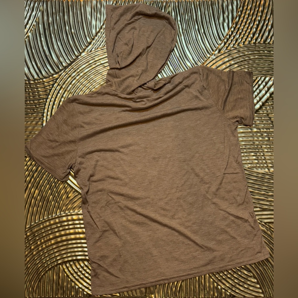 Brown Short Sleeve Hoodie - Picture 2 of 3